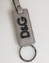 Dolce & Gabbana Gray Leather Logo Metal Ring Keychain Holder Keyring